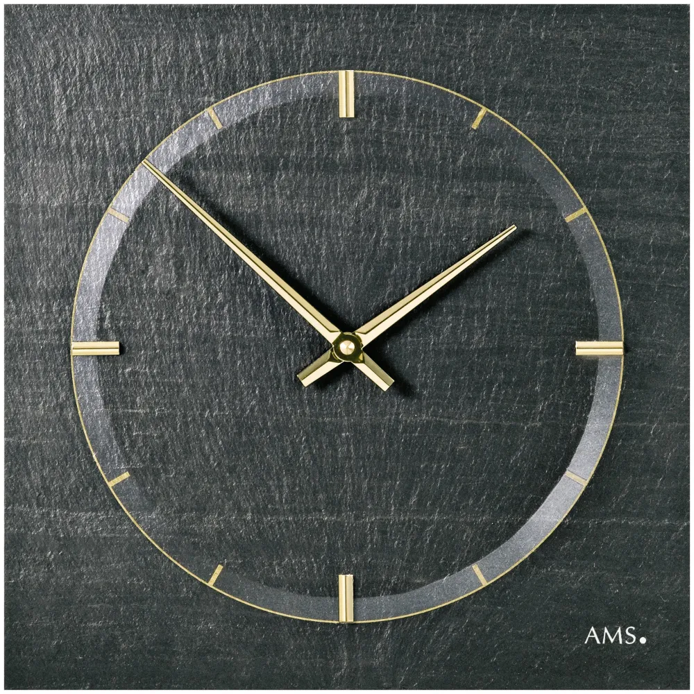 AMS 9516 Wanduhr Schiefer gold