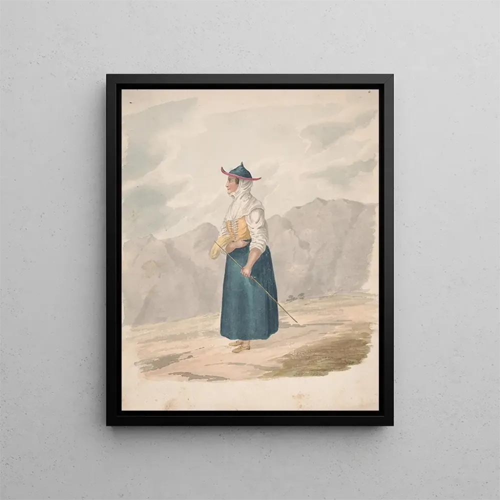 Bauernbild mit Stock La Palma - Alfred Diston | Kunstdruck