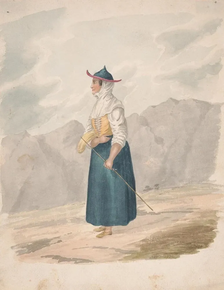 Bauernbild mit Stock La Palma - Alfred Diston | Kunstdruck