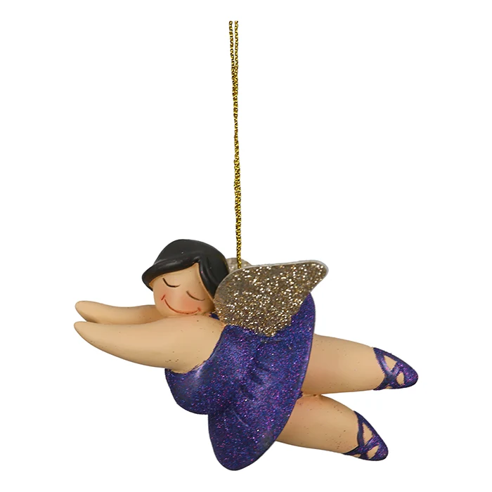 Baumschmuck Engel Betty Lila 4er Set Glitzer Kunstharz