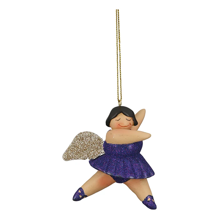 Baumschmuck Engel Betty Lila 4er Set Glitzer Kunstharz