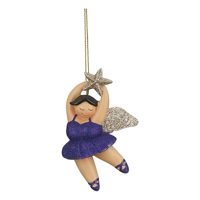 Baumschmuck Engel Betty Lila 4er Set Glitzer Kunstharz