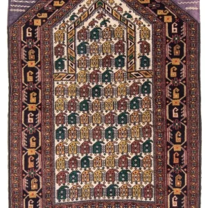 Belutsch Teppich - Gebetsteppich - 126 x 82 cm - mehrfarbig