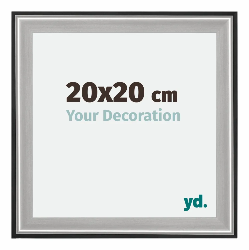 Bilderrahmen 20x20 cm - Schwarz Silber Poliert - Holz - Birmingham