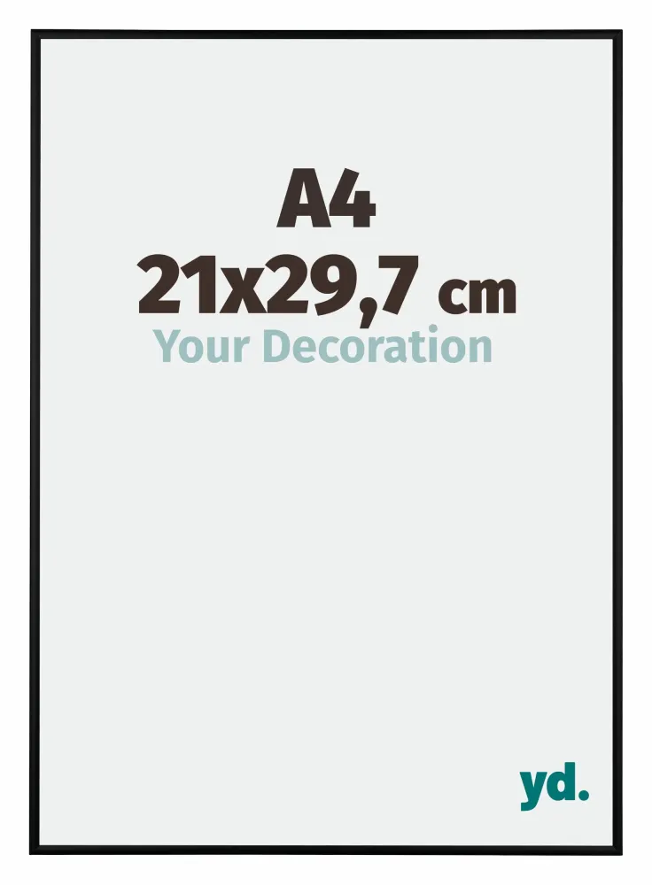 Bilderrahmen A4 - 21x29,7 cm - DIN A4 Schwarz Matt - Aluminium - Kent