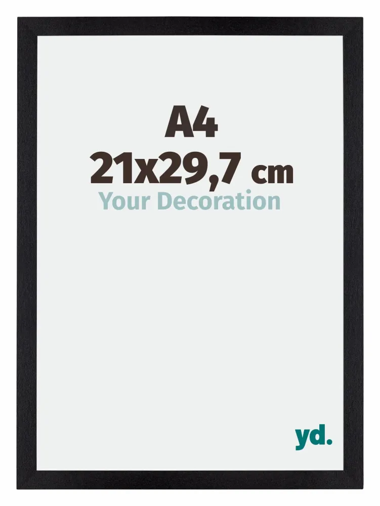 Bilderrahmen A4 - 21x29,7 cm - DIN A4 Schwarz Matt - MDF - Mura