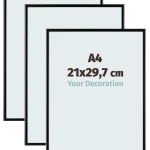 Bilderrahmen A4 - 21x29,7 cm - DIN A4 Schwarz - 3 Stück - Aluminium - Aurora