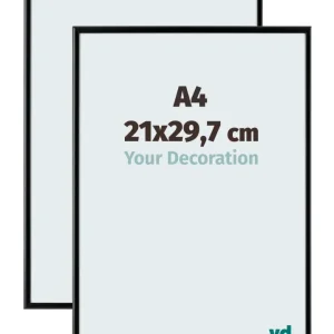 Bilderrahmen A4 - 21x29,7 cm - DIN A4 Schwarz - 2 Stück - Aluminium - Aurora