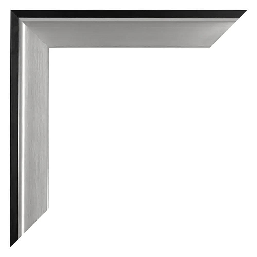 Bilderrahmen 21x30 cm - Schwarz Silber Poliert - Holz - Birmingham