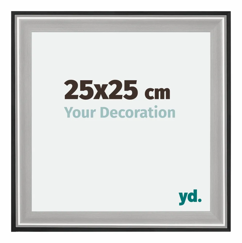 Bilderrahmen 25x25 cm - Schwarz Silber Poliert - Holz - Birmingham