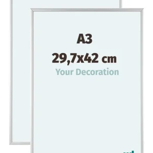 Bilderrahmen A3 - 29,7x42 cm - DIN A3 Silber - 2 Stück - Aluminium - Aurora