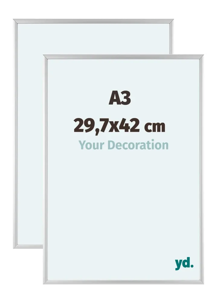 Bilderrahmen A3 - 29,7x42 cm - DIN A3 Silber - 2 Stück - Aluminium - Aurora