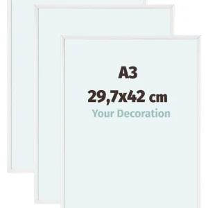 Bilderrahmen A3 - 29,7x42 cm - DIN A3 Weiss - 3 Stück - Aluminium - Aurora