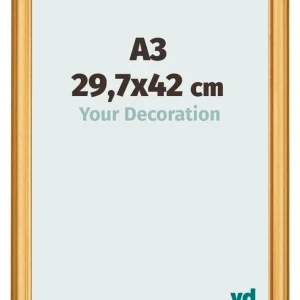 Bilderrahmen A3 - 29,7x42 cm - Gold Matt - MDF - Lazio