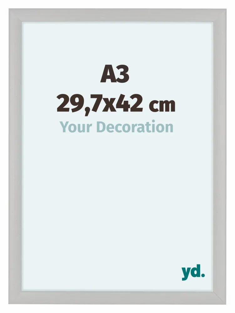 Bilderrahmen A3 - 29,7x42 cm - Weiß Gemasert - MDF - Como