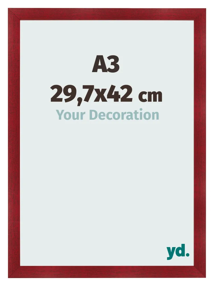 Bilderrahmen A3 - 29,7x42 cm - Weinrot Gewischt - MDF - Pisa