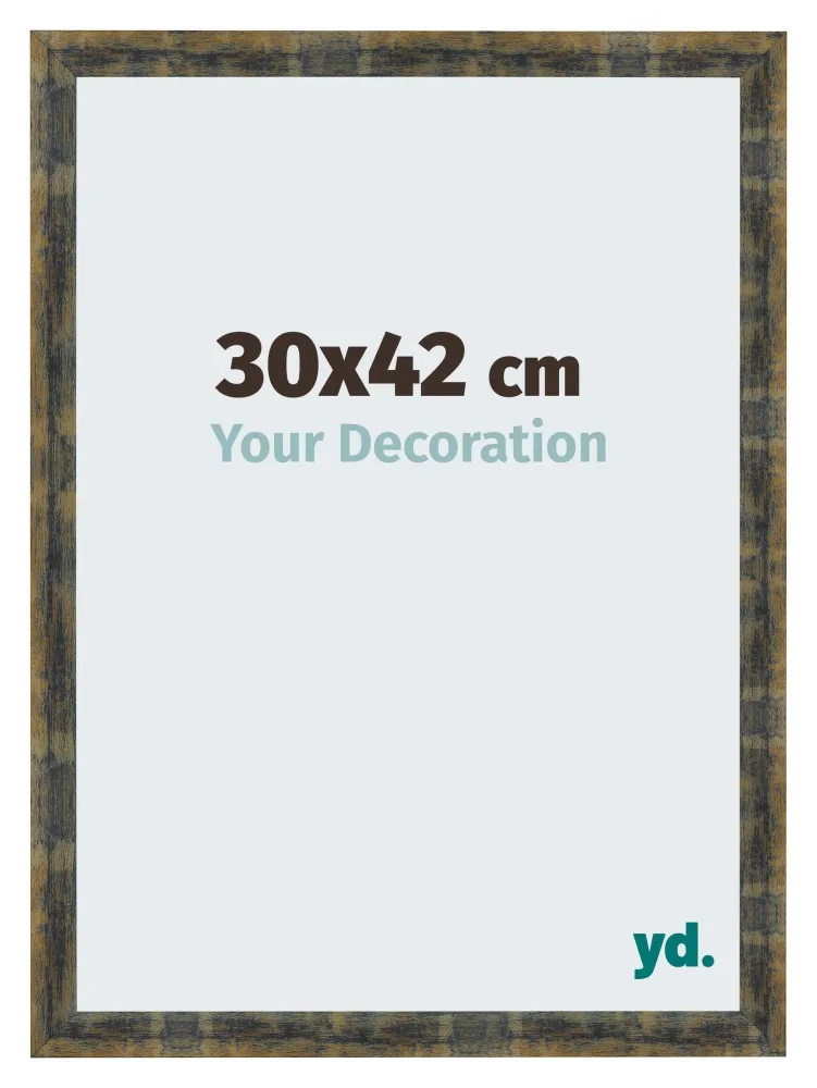 Bilderrahmen 30x42 cm - Blau Gold Meliert - MDF - Pisa