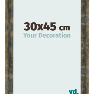 Bilderrahmen 30x45 cm - Blau Gold Meliert - MDF - Pisa