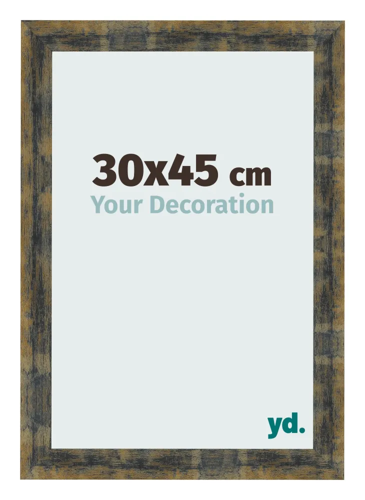 Bilderrahmen 30x45 cm - Blau Gold Meliert - MDF - Pisa
