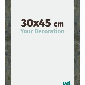 Bilderrahmen 30x45 cm - Blau Gold Meliert - MDF - Mura