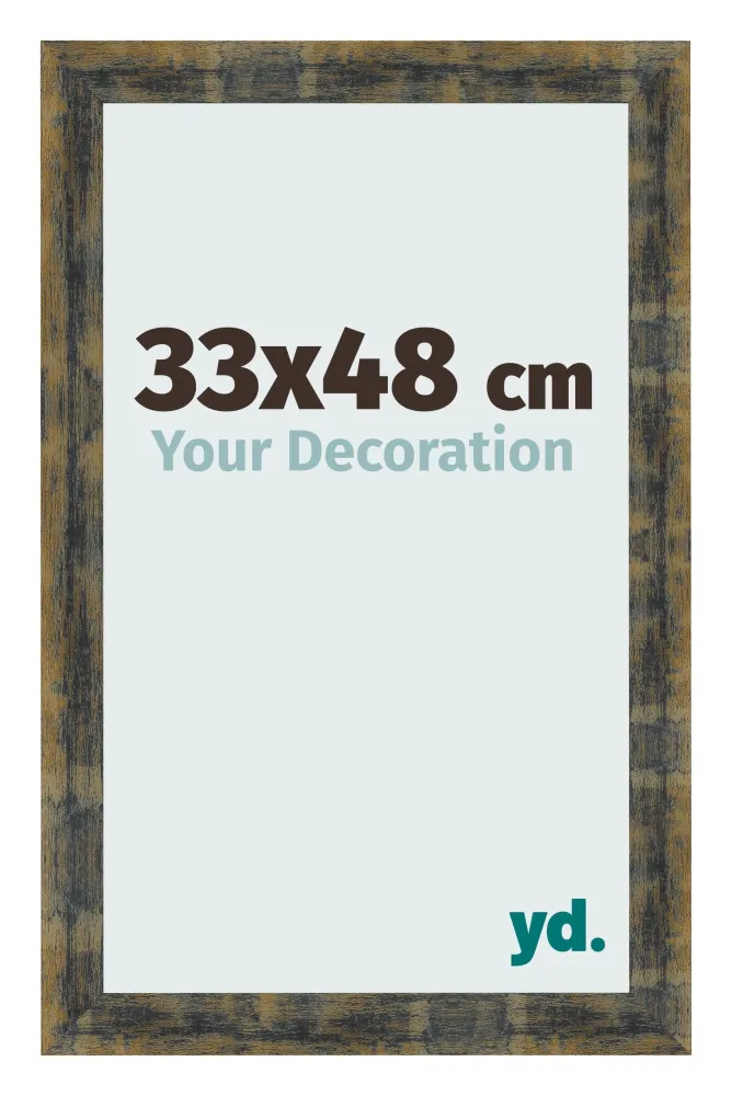 Bilderrahmen 33x48 cm - Blau Gold Meliert - MDF - Pisa