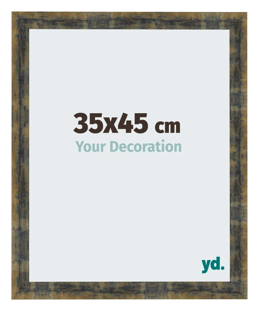 Bilderrahmen 35x45 cm - Blau Gold Meliert - MDF - Pisa