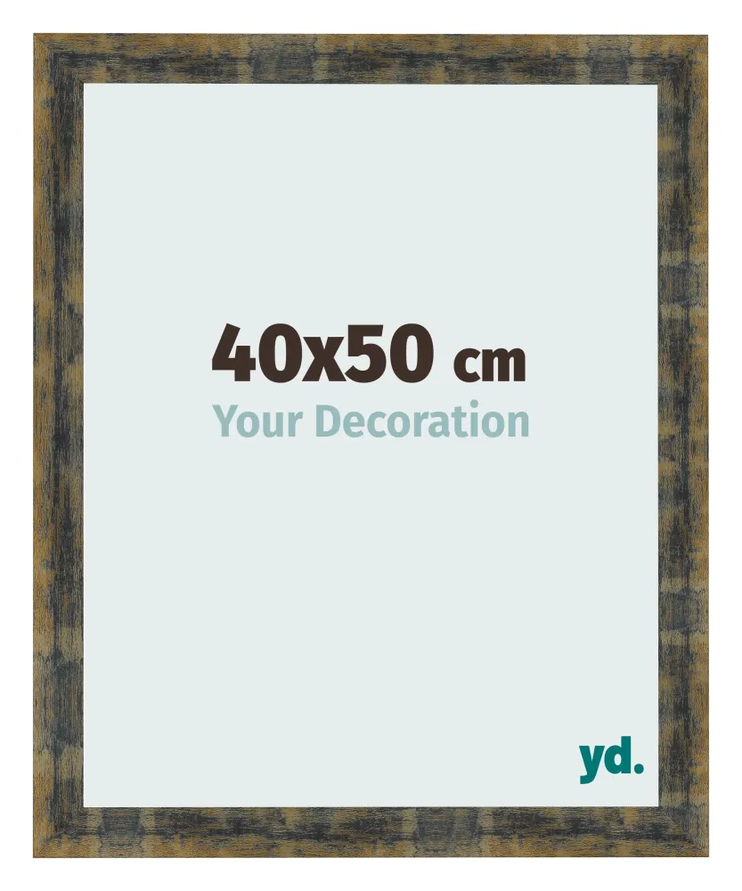 Bilderrahmen 40x50 cm - Blau Gold Meliert - MDF - Pisa
