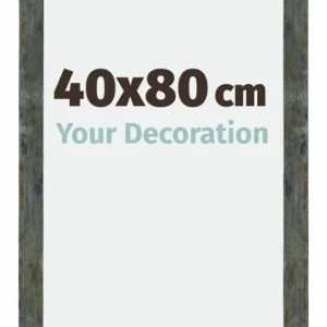 Bilderrahmen 40x80 cm - Blau Gold Meliert - MDF - Mura