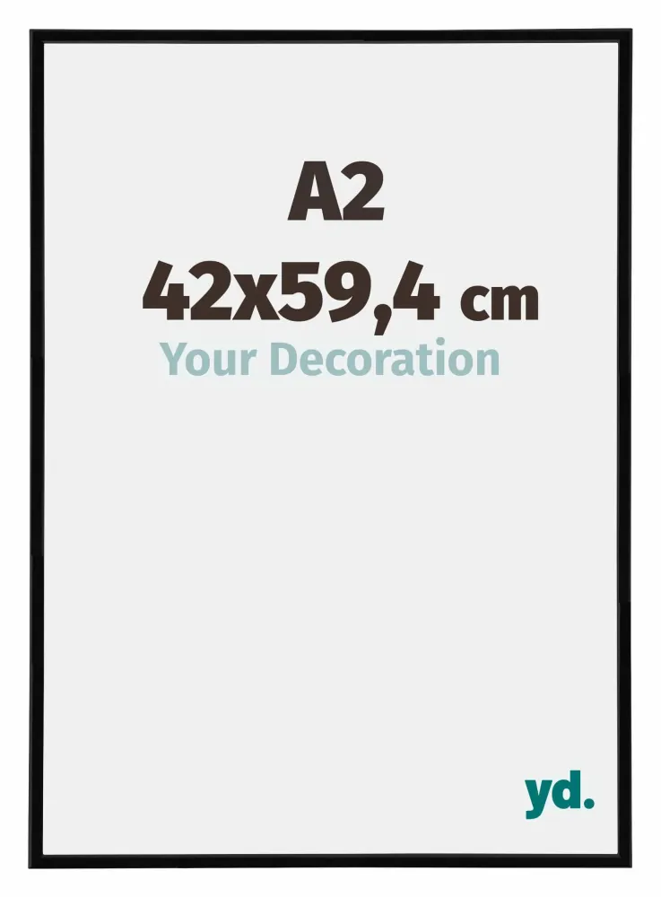 Bilderrahmen A2 - 42x59,4 cm - DIN A2 Schwarz Hochglanz - Kunststoff - Annecy
