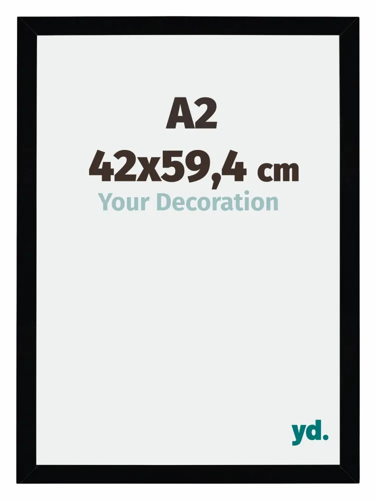 Bilderrahmen A2 - 42x59,4 cm - DIN A2 Schwarz Hochglanz - MDF - Mura