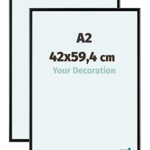 Bilderrahmen A2 - 42x59,4 cm - DIN A2 Schwarz - 2 Stück - Aluminium - Aurora