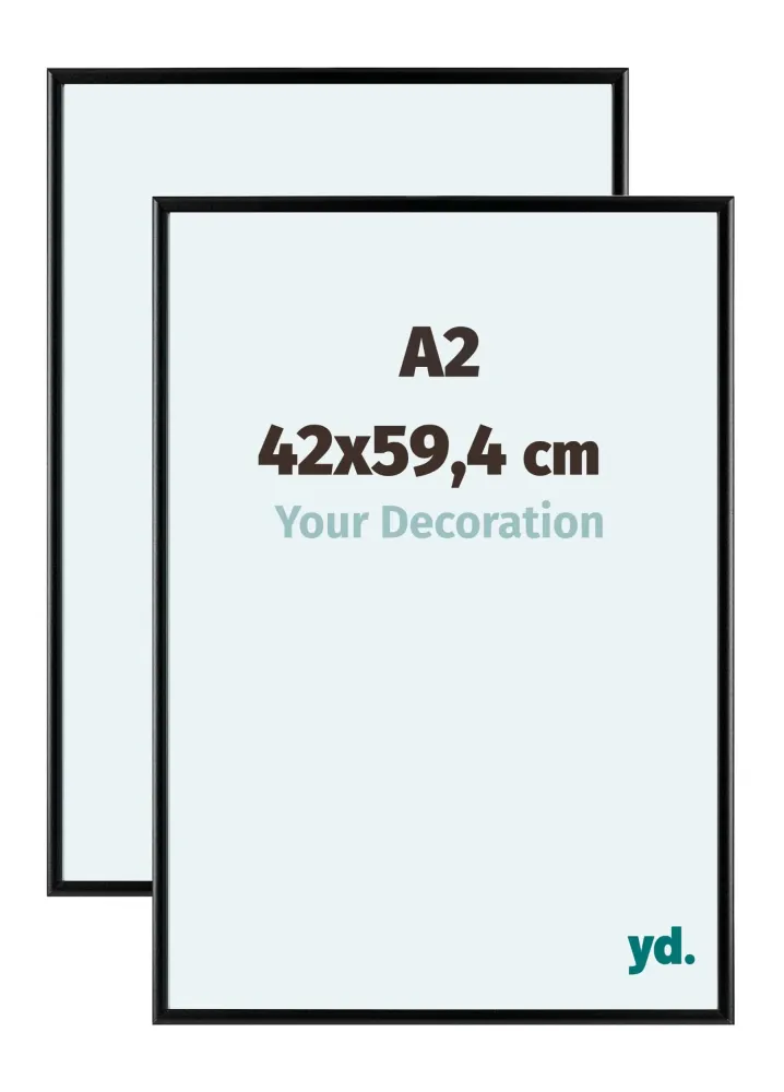 Bilderrahmen A2 - 42x59,4 cm - DIN A2 Schwarz - 2 Stück - Aluminium - Aurora