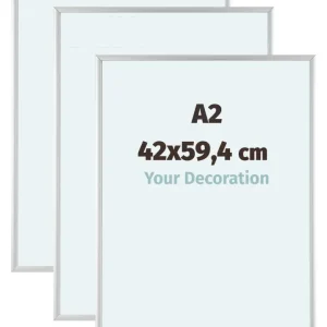 Bilderrahmen A2 - 42x59,4 cm - DIN A2 Silber - 3 Stück - Aluminium - Aurora