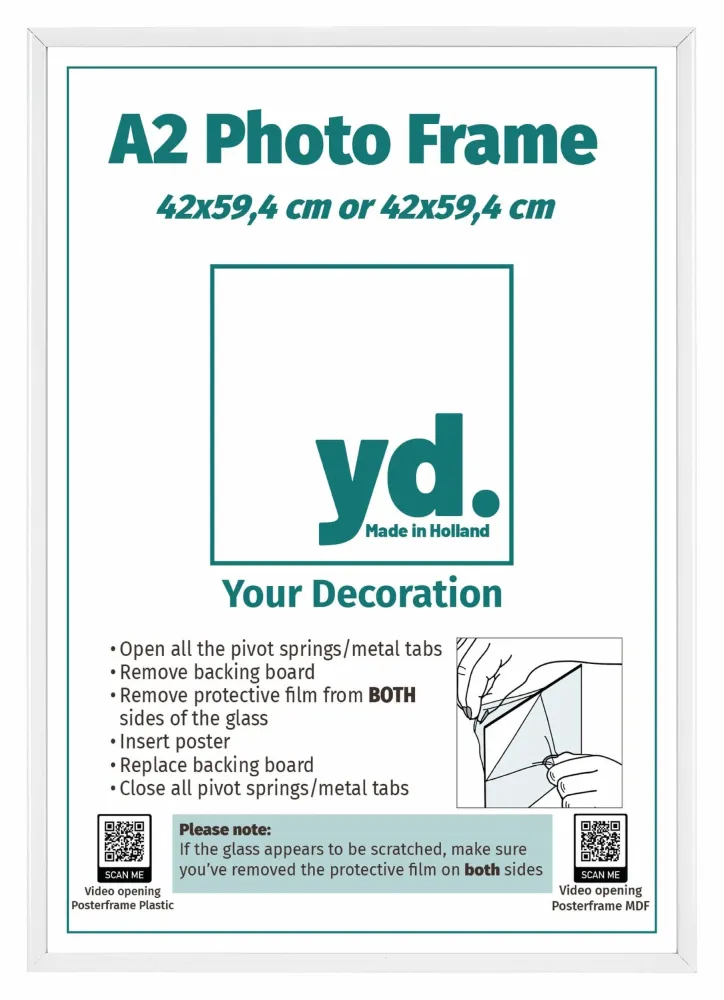 Bilderrahmen A2 - 42x59,4 cm - DIN A2 Weiss - Aluminium - Aurora