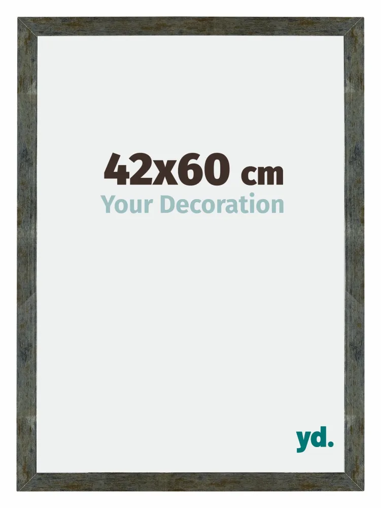 Bilderrahmen 42x60 cm - Blau Gold Meliert - MDF - Mura
