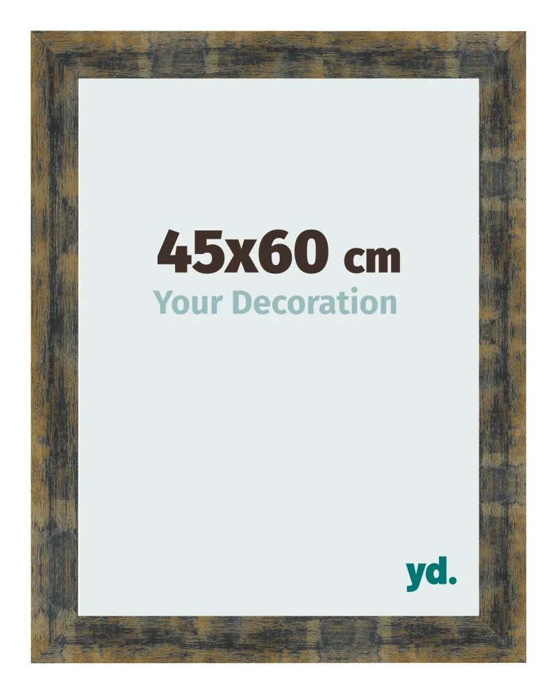 Bilderrahmen 45x60 cm - Blau Gold Meliert - MDF - Pisa