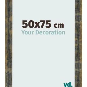 Bilderrahmen 50x75 cm - Blau Gold Meliert - MDF - Pisa