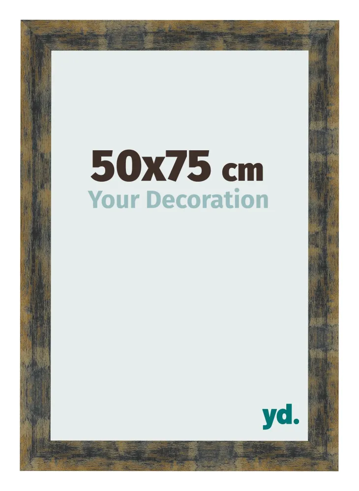 Bilderrahmen 50x75 cm - Blau Gold Meliert - MDF - Pisa