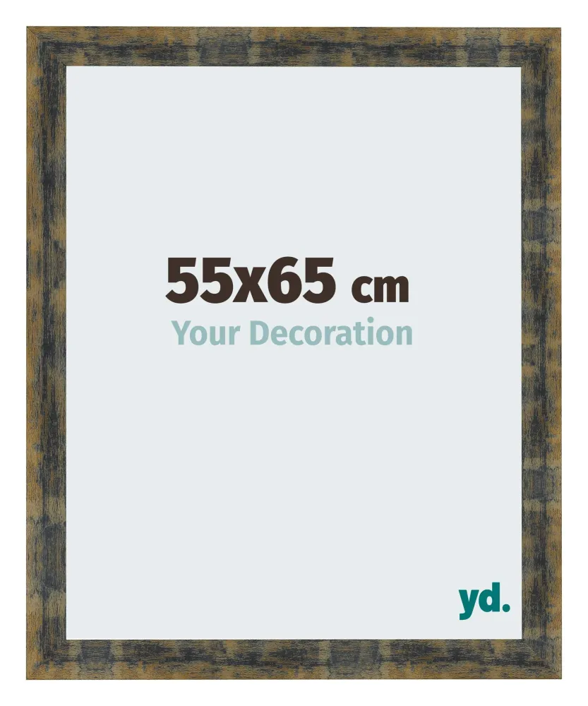 Bilderrahmen 55x65 cm - Blau Gold Meliert - MDF - Pisa