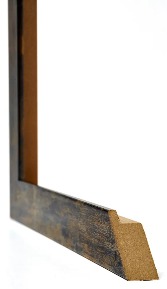 Bilderrahmen 60x84 cm - Blau Gold Meliert - MDF - Mura