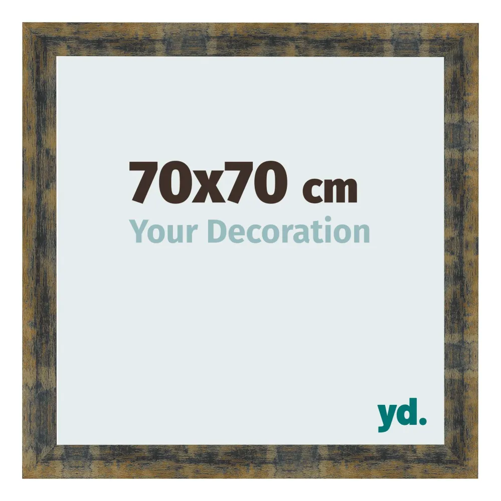 Bilderrahmen 70x70 cm - Blau Gold Meliert - MDF - Pisa