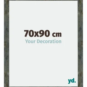 Bilderrahmen 70x90 cm - Blau Gold Meliert - MDF - Mura