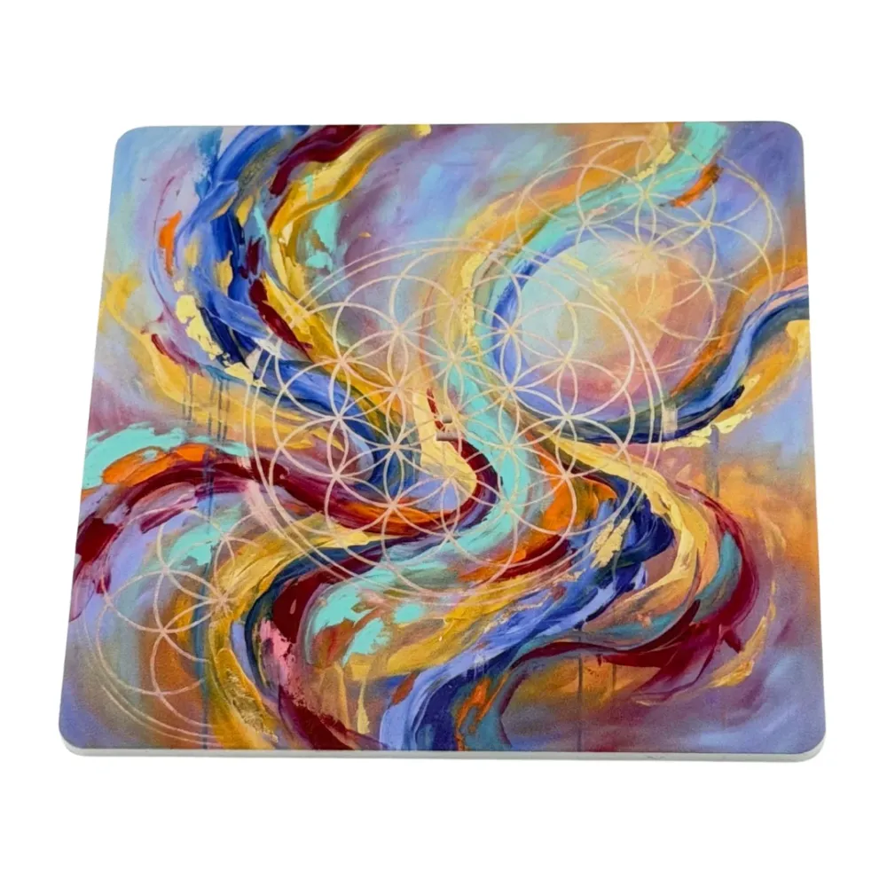 Blume des Lebens – Motiv 12 | Abstrakter Räucherstäbchenhalter aus Acryl - 10 × 10 cm