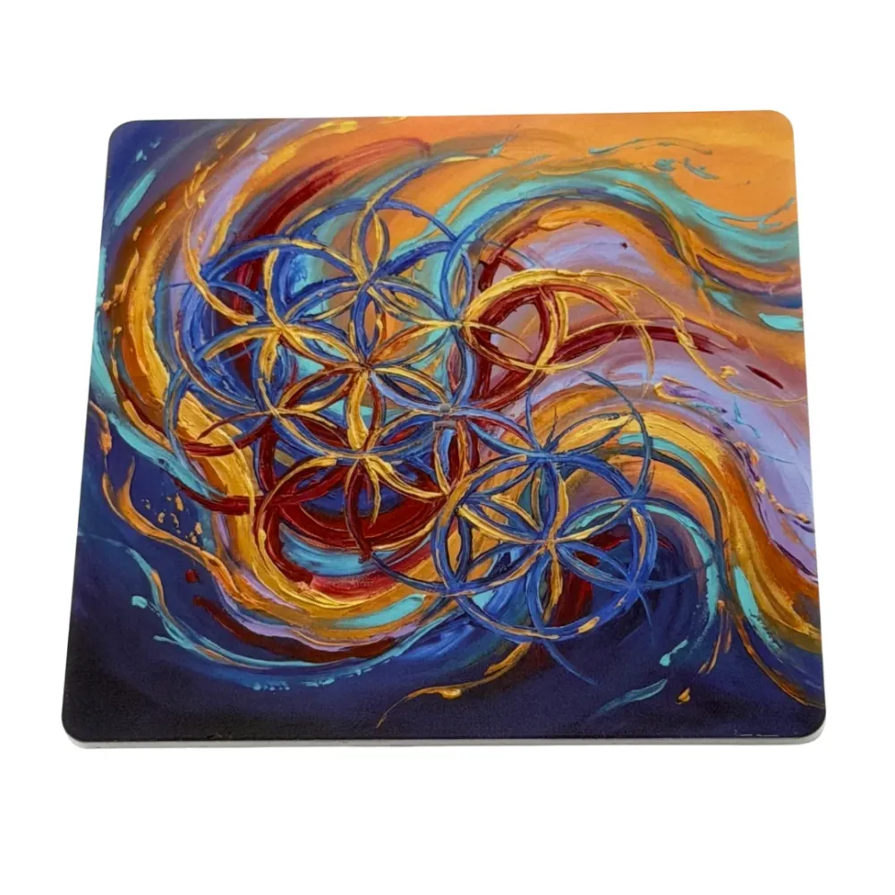 Blume des Lebens – Motiv 7 | Abstrakter Räucherstäbchenhalter aus Acryl - 10 × 10 cm