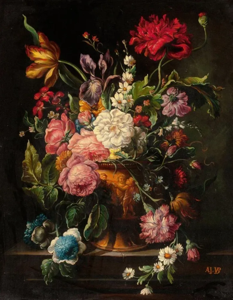 Blumenstillleben Gemälde - Adrien Joseph Verhoeven Ball | Kunstdruck