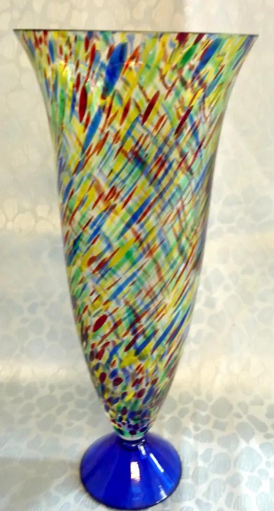 BLUMENVASE - Hartglas, Abstrakt Schräge Streifen Linien Striche Motiv Dekor
