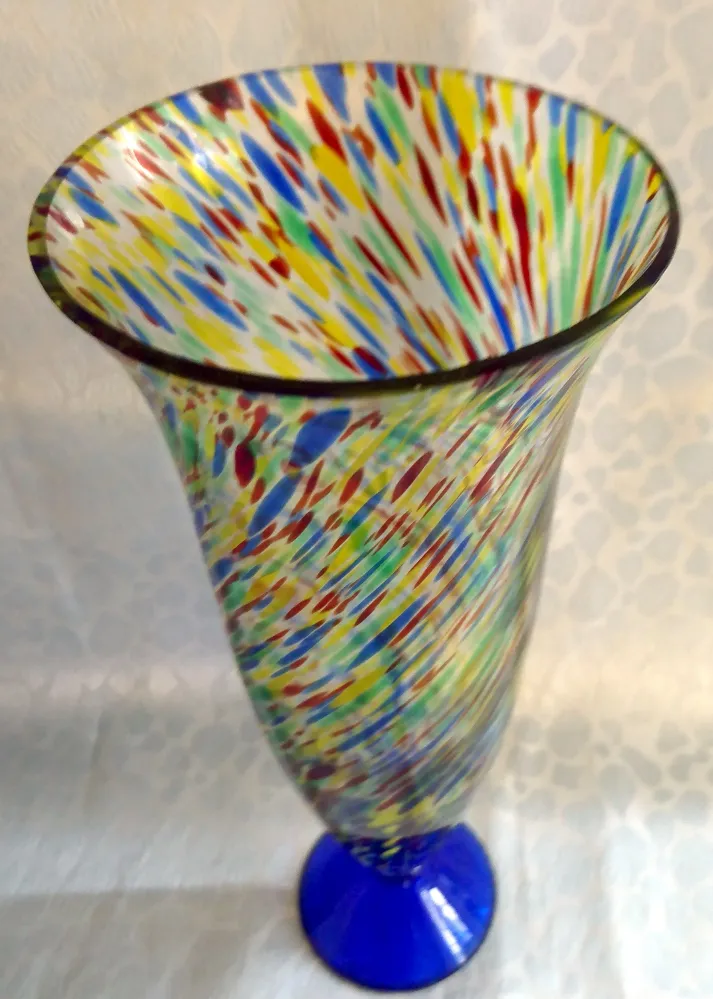 BLUMENVASE - Hartglas, Abstrakt Schräge Streifen Linien Striche Motiv Dekor