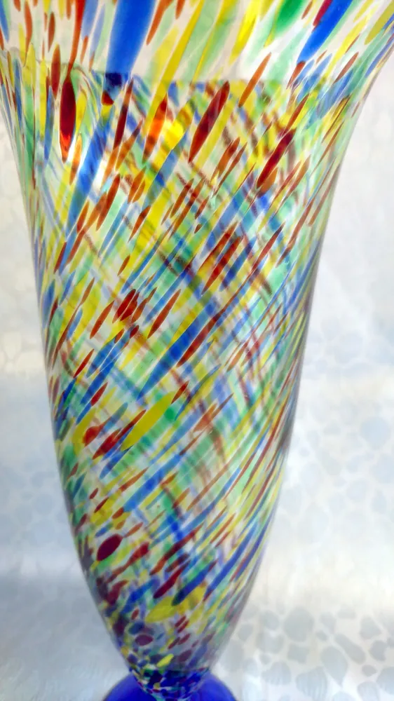 BLUMENVASE - Hartglas, Abstrakt Schräge Streifen Linien Striche Motiv Dekor