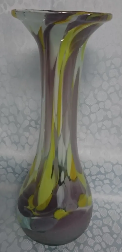 BLUMENVASE - Hartglas, Murano Art Abstrakt Senkrechte Schleier Motiv Dekor