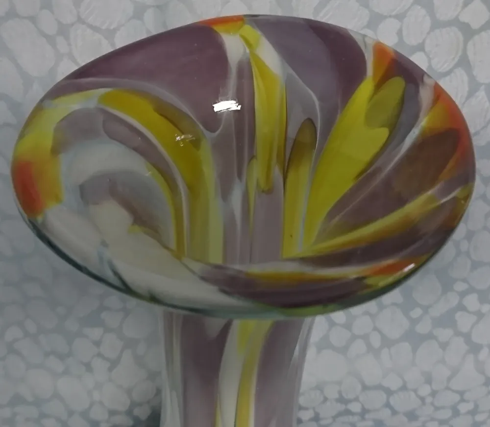 BLUMENVASE - Hartglas, Murano Art Abstrakt Senkrechte Schleier Motiv Dekor